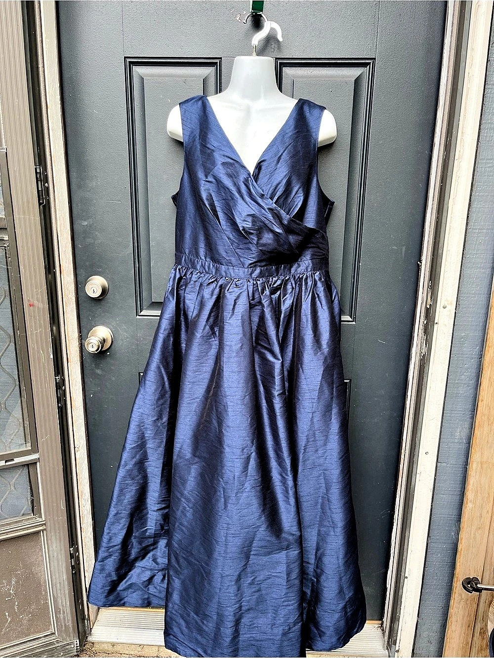 eShakti Maxi Wrap Front Dress in Blue Size XL (18) Like New